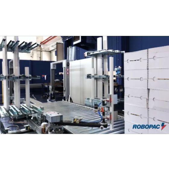 Applicator of 4 carton edgeboards on load's edges, Automatske strečerice