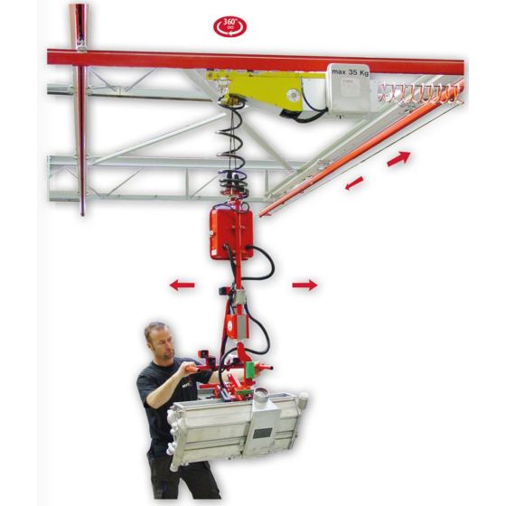 Industrijski manipulator sa kolicima iznad glave za teret do 80kg, Sa kablom